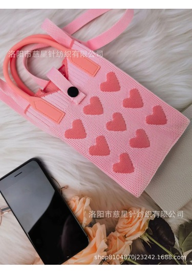 Yaz Sıcak Satış Sezon Örme Küçük Kare Çanta Kaliteli Çanta Crossbody Cep Pink Love-upgrade Buttons Pembe