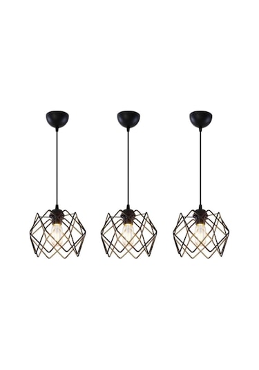 Trend Kitchen 3 Adet Silvano Camsız Avize One Salon,mutfak Sarkıt Avize Siyah