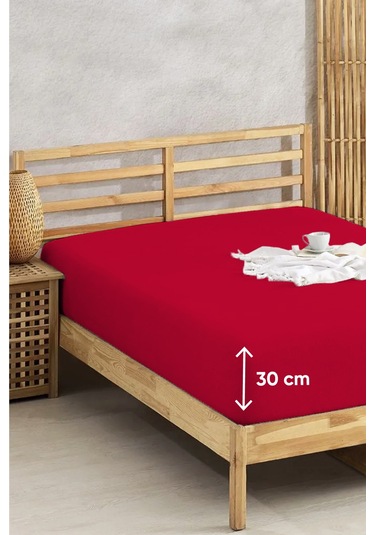 Penye Lastikli Çarşaf Pamuklu Jersey Çift Kişilik 160x200cm Bordo Bordo