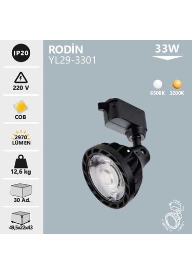 Noas: Rodin Led Ray Spot, 220v, Günışığı 3200k Yl29-3302 Siyah