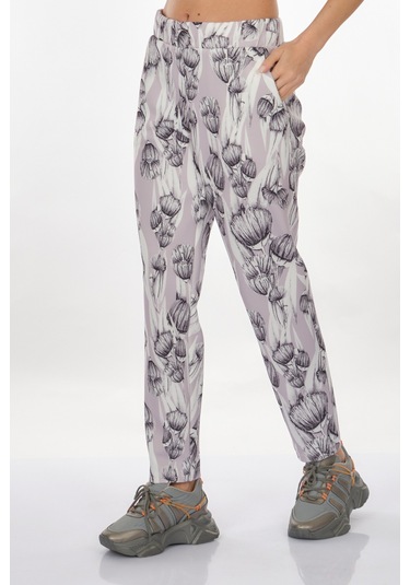 Perspective Desenli Lastikli Bel Çok Renkli Kadın Pantolon 24790160 001