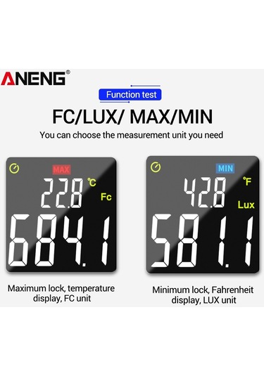 Aneng Gn201 Mini Dijital Lux Metre 0-20,0000 Dijital Aydınlık Işık Ölçer Evler İçin Lcd Ekran Tarım Depoları Çiftlikler