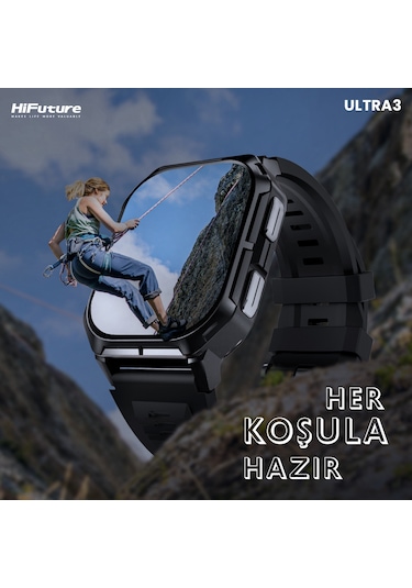 HiFuture Ultra3 2.01" BT Arama IP68 Su Geçirmez AOD Ekran SpO2 Akıllı Saat (Hifuture Türkiye Garantili)
