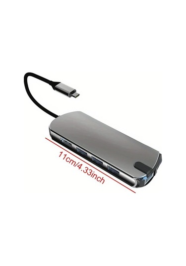 Xuweiwei 8in 1 Usb C Hub Gray 4k Hdtv Rj45 1000m Sd Tf Arayuzu 3 Usb 1 Usb C Macbook Ve Windows Notebook Uyumlu