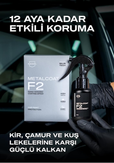 Nasiol Metalcoat F2 Araç Sprey Nano Seramik Kaplama ve Boya Koruma 1 Yıl Dayanım 50 ML Su Leke İtici