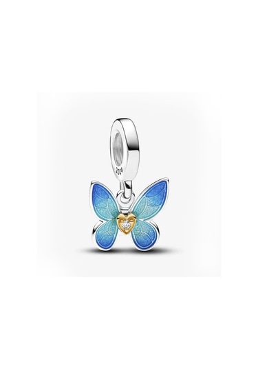 Nur Silver Blue Butterfly Dangle Gümüş Sallantılı Charm Nur-ch00017 Çok Renkli