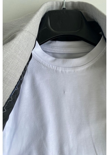 Milano Kruvaze Ceketli Tişörtlü Çocuk Takım Elbise Gri Gri