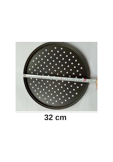 Teflon Delikli Pizza Tepsisi-tavası/ Lahmacun Pide Tepsisi 32 Cm Siyah