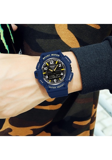 Sones Skmeı 2115 Çok İşlevli Erkek Açık Hava 30m Su Geçirmez Ay Fazı Kuvars Saat Altın