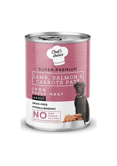 Chef's Choice Pate Kuzulu ve Somonlu Tahılsız Yetişkin Köpek Konservesi 6 x 400 G