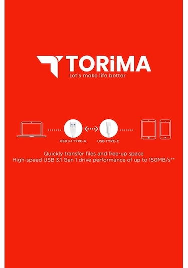 Torima Siyah 64gb Çift Sürücülü Usb-type-c Otg