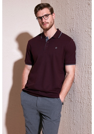 Buratti % 100 Pamuk Düğmeli Regular Fit Erkek Polo Yaka T Shirt 5902118 Vişne