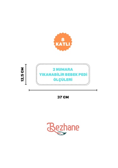 Bezhane 7 Katlı Gri Yıldızlı 1 Numara Yıkanabilir Bebek Pedi