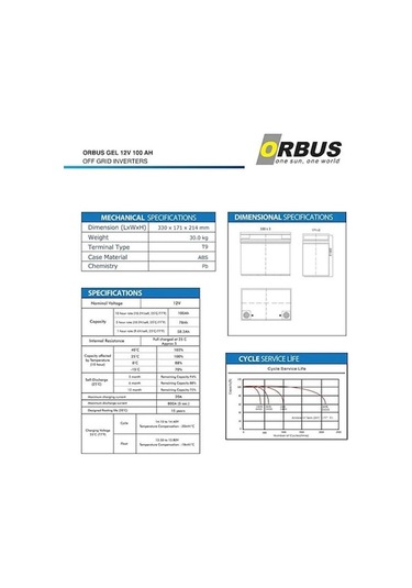Orbus 12v 100ah Jel Solar Jel