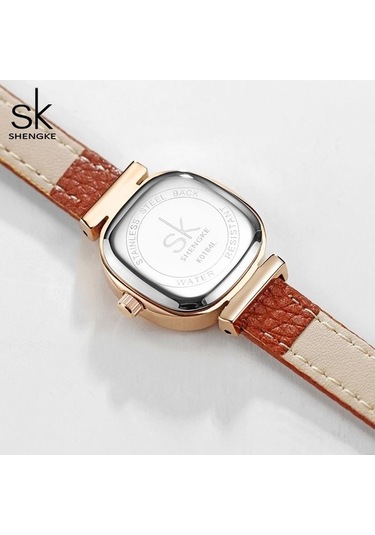 Novahub Kahverengi Shengke Sk İzle Kadın Kuvars Saat, Zarif Bayan Saat, Orijinal Relogio Feminino, 22mm Kadran, Deri Kordon, 3atm Su Geçirmez, Moda Ve Casual Çok Renkli