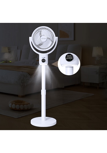 Lenyes Lhf10 Dijital Led Göstergeli 5 Kademeli Uzaktan Kumandalı Uzayabilen Gövdeli 10 İnç Fan Beyaz