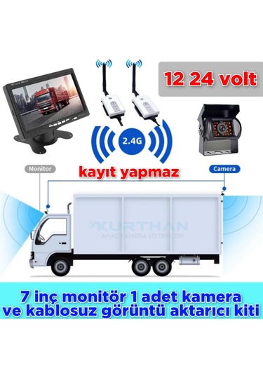 7 İnç Monitör Kablosuz Görüntü Aktarıcı Metal Kasa Kamera 12 24 V