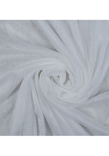 Damla Keten Görünümlü Leno Tül Perde Pilesiz Ekru - Ekru