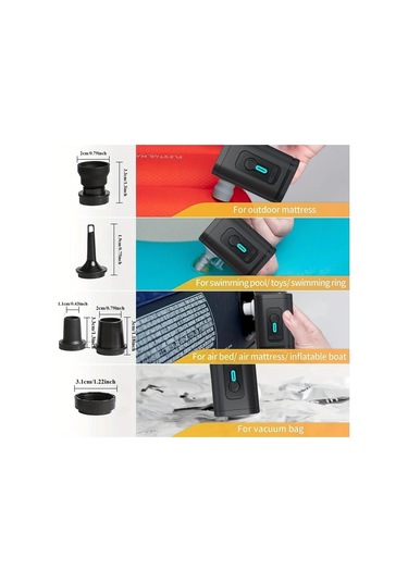 Boatshop1 Elektrikli Taşınabilir Mini Usb Hava Pompası 1 Adet 5 Hava Başlığı 1200mah Pil Kamp Bahçe Şişme Yatak