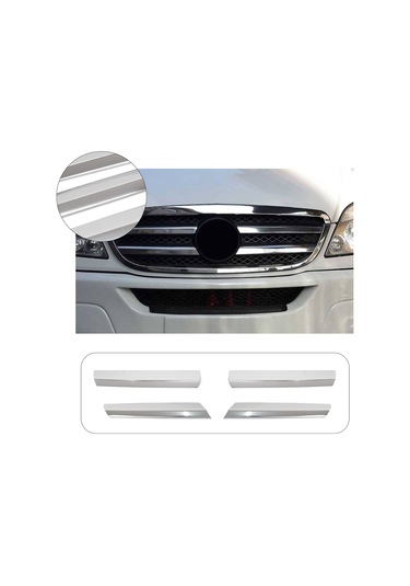 Mercedes Sprinter W906 Uyumlu 2006-2014 Krom Ön Panjur 4 Parça Paslanmaz  Çelik