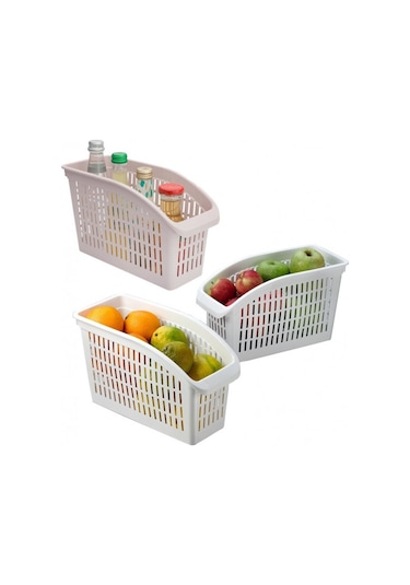 Gondol Buzdolabı İçi Düzenleyici Sepet 4 Adet + Mutfak Düzenleyic Beyaz
