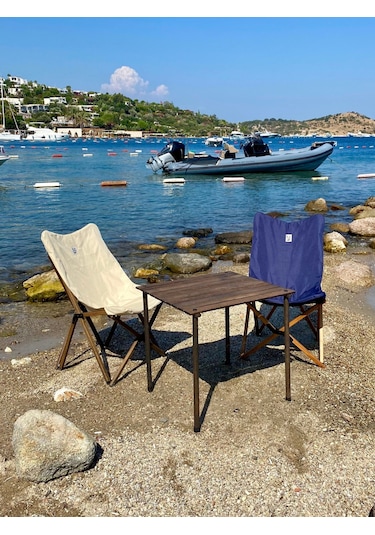 Bag The Joy Ahşap Antrasit İskelet - Lacivert Kılıf Sandalye Lacivert