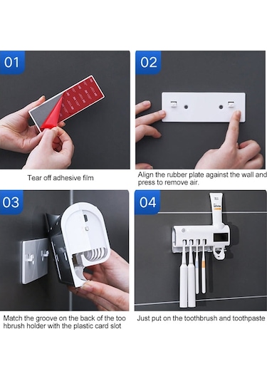Sones Ultraviyole Diş Fırçası Sterilizatörü Banyo Duvara Monte Diş Fırçası Tutucu Siyah Diğer