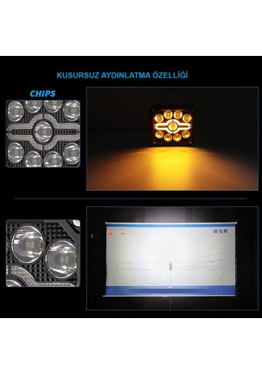 Off Road 4 İnç Led Aydınlatma Kaput Üstü Ve Tampon Gündüz Led Ve Sis Farı Lamba Kombinasyon Seti