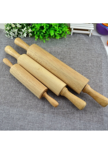 Yifomall Büyük Boy Noel Geyik Desenli Ahşap Un Çizgici 43cm X 4cm - Hamur Yoğurma, Manti, Makaron İçin Kauçuk Ağacı Hamur Sürgüsü