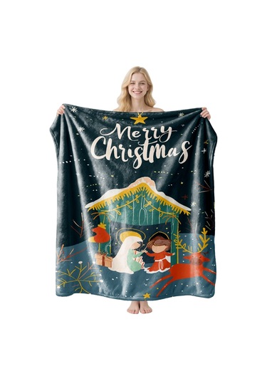 Noel Fral Küçük Battaniye Festival Atmosferi Pratik Kullanım-mt-flr-100 75 100 Yeşil