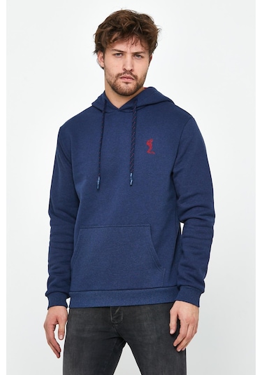 Polostate Erkek İskelet Nakışlı 3 İplik Sweatshirt İndigo