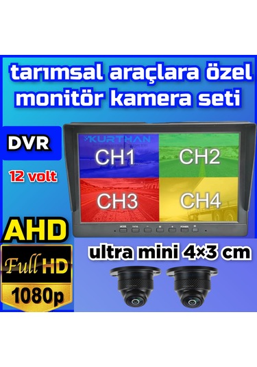 7''dvr Ekran 2 Ad 150 Derece Geniş Açı Ultra Mini Ahd Kamera Seti