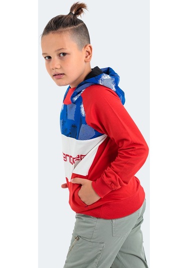 Slazenger DRAGICA IN Çocuk Kapüşonlu Cepli Kırmızı Sweatshirt