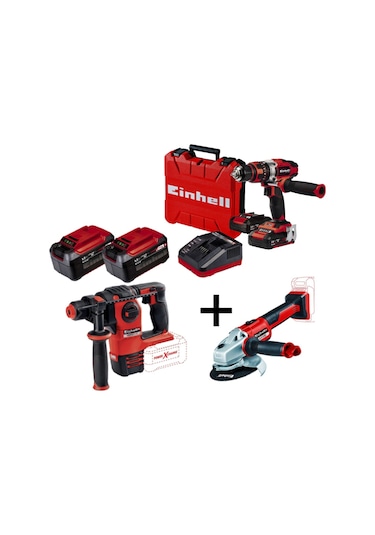 Einhell KİT2 18V Li-ion Akülü Kırıcı Delici + Şarjlı Matkap + Taşlama Seti