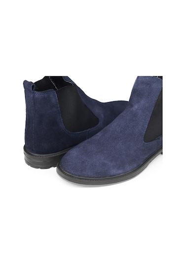 Ducavelli York Hakiki Deri Süet Kaydırmaz Taban Chelsea Günlük Bot Lacivert