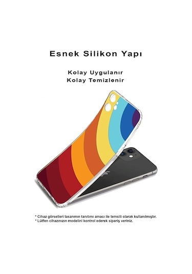 Realme 11 Pro Plusile Uyumlu Renk Cümbüşü 1 Baskılı Kamera Korumalı Şeffaf Kılıf