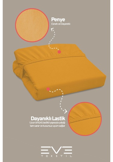 Eve Tekstil Fitted Yüksek Kaliteli Penye Kumaş Tek Kişilik Lastikli Çarşaf Turuncu