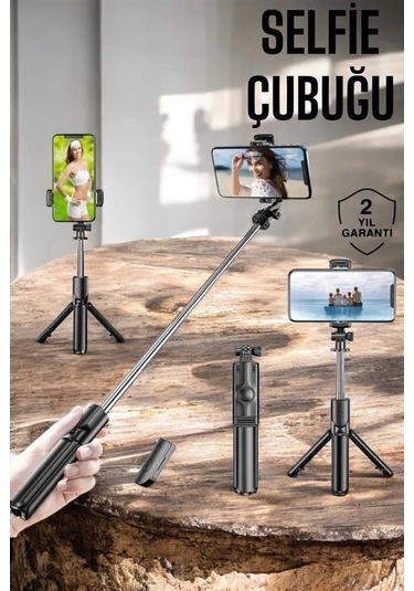 Bfs Kumandalı Tripod Telefon Tutucu Selfie Çubuğu 360 Derece Dönebilen