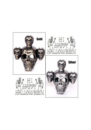 Singree Altın Halloween Dekorasyon Led Işıklı Sandalye Kokulu Dumanlı Kelle Süsü 3 Ag13 Pil + 3 Sandalye + Pinzet Dahil