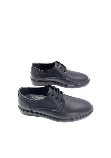 Hakiki Deri Ortopedik Hafif Yumuşak Büyük Numara Erkek Ayakkabı Siyah