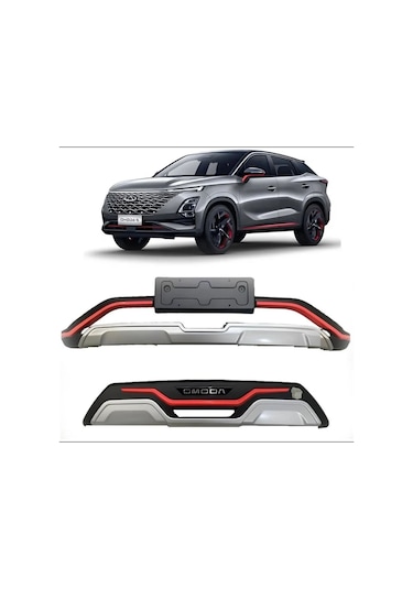 Autogp Chery Omoda 5 Ön Ve Arka Tampon Koruma Difüzör Plastik Kırmızı Detaylı 2022+ Agp-bg-chr-171723