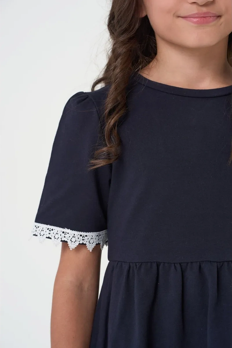 Daniele Patrici Kız Öğrenci Elbisesi Mavi Triko 420118139 Mavi