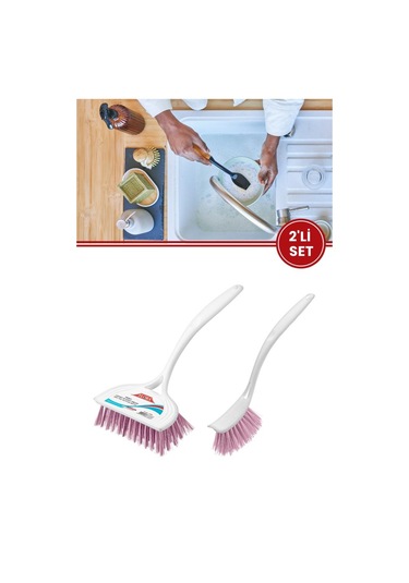 Flora 2 Li Trendy Temizlik Seti, F367 Bulaşık Fırçası + F388 Lavabo Küvet Fırçası Seti