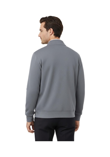 Erkek Spor Hakim Yaka Fermuarlı Hırka Regular Fit Bgl-st04947 Gri