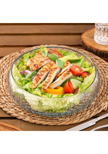 Porsima Ryg7045 El Yapımı Büyük Boy Cam Salata Kasesi Şeffaf