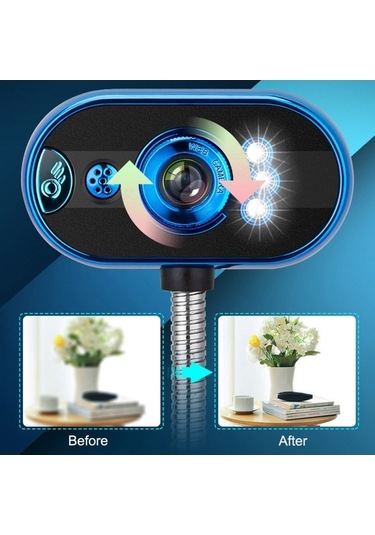 Novahub Mikrofonlu Web Kamerası Led Hd Usb Masaüstü Oyun Konferans Altın Video