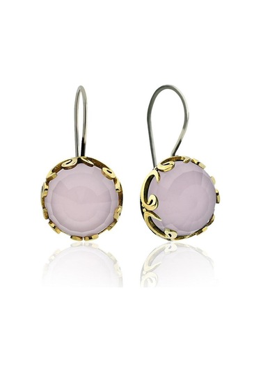 Pembe Kuvars Taşlı Vav Harfi Motifli Otantik Gümüş Kadın Set Rs10127