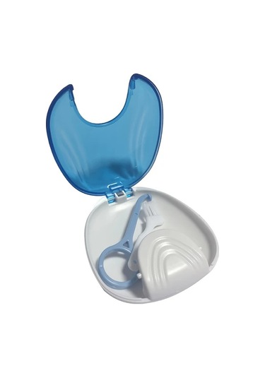 Gateesat Mavi Diş Protezi Saklama Kutusu Ergonomik Sap Fırça Seyahat Çantası