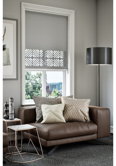 Lazer Kesim Mat Stor Perde, Lazer Kesimli Klasik Serisi, C-201005 Gri Renk Gri