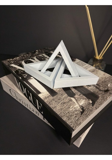 Modern Üçgen Beyaz Zincir Dekor 3 Parçalı Geometrik Biblo